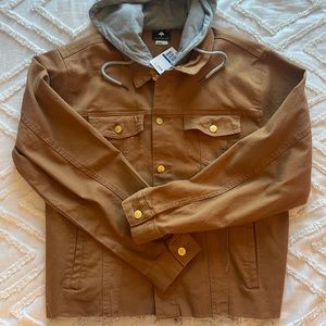 LRG brand hooded tan denim jacket size Xl